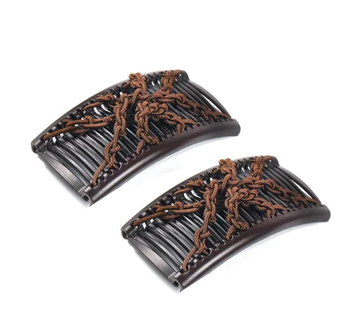 Miniatura 8 de Paquete de 2 Peines Cómodos Originales - Peine Doble para Cabello Fino, Delgado y Ondulado - Peinados de Cola de Caballo Fáciles y Recogidos