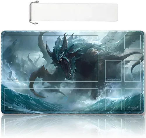 Miniatura 11 de Tapete de Juego MTG Premium Cosido con Zonas y Respaldo de Goma Antideslizante - Tapete de Juego TCG para MTG y Otros Juegos de Cartas - Diseño Dkt
