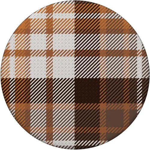 Miniatura 3 de Patrón de tartán naranja marrón y blanco Otoño PopSockets estándar PopGrip