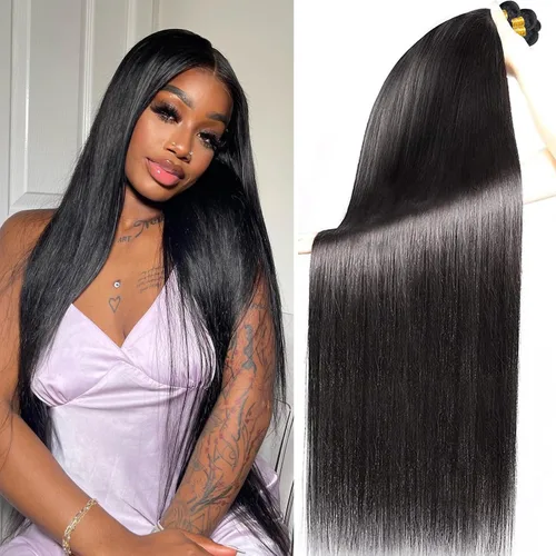 Miniatura 16 de 3 manojos de cabello humano lacio 100% sin procesar virgen brasileño paquetes de 10, 12, 14 pulgadas, mechones de cabello humano corto sin procesar