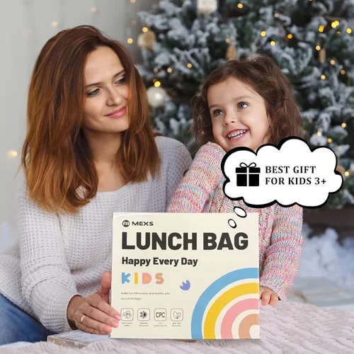 Miniatura 9 de MEXS Lonchera para niños, con dije de bricolaje y bolsas de almuerzo aisladas para niños y niñas, bolsa de almuerzo para la escuela, picnic con Azul