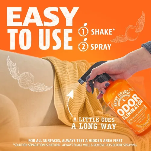 Miniatura 6 de ANGRY ORANGE Eliminador de olores de mascotas para orina de perros y gatos, manchas de alfombras y olores fuertes, limpiador de cítricos con aceite
