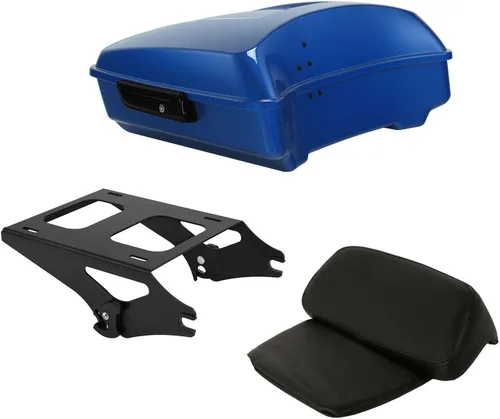 Miniatura 31 de TCT-MOTORPARTS Atlas Silver Metálico Maletero de Viaje Modificado con Respaldo y Montaje en Rack Adecuado para Harley Touring 14-25 Street Glide
