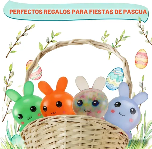Miniatura 6 de Relleno para cesta de Pascua, esenciales para cesta de Pascua, 4 unidades, bolas de estrés de conejo de Pascua para adultos, bolas para aliviar