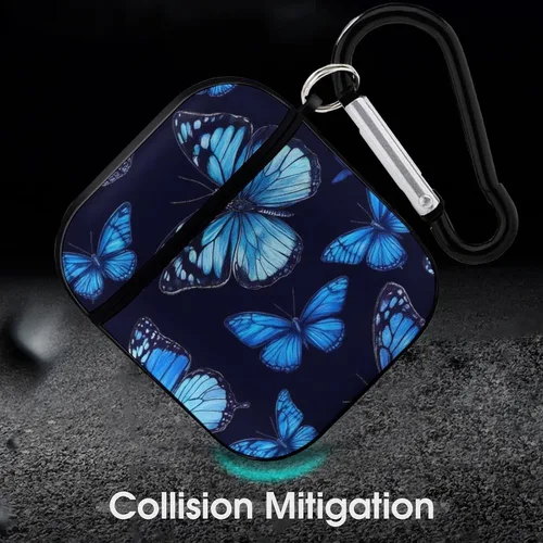 Miniatura 6 de Funda protectora de silicona compatible con Airpods 2 y 1 (hermosas mariposas, mariposas azules)