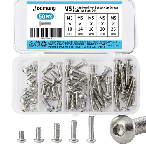Miniatura 16 de M5 x 10 mm, 14 mm, 18 mm, 20 mm, 25 mm Tornillos de cabeza hexagonal, Acero inoxidable 304, unidad hexagonal Allen métrica, acabado brillante