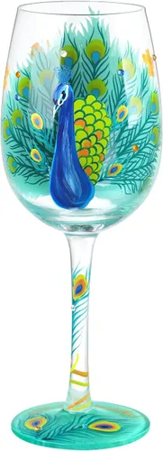 Miniatura 6 de NymphFable Regalos de Pavo Real Copa de Vino Iridiscete Pintada a Mano 15oz Copas de Vino Coloridas Personalizadas Regalo de Cumpleaños de Pavo Real