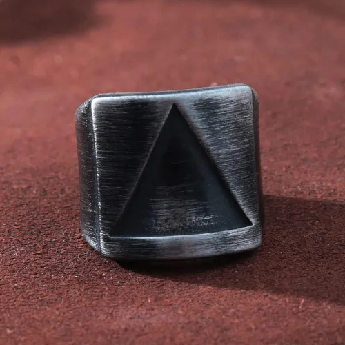 Miniatura 5 de Anillo retro simple vikingo Valknut triangular, nórdico, de acero inoxidable, para hombre, anillo vikingo, joyería de moda, negro, 10