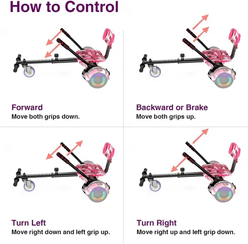 Miniatura 7 de FLYING-ANT Hoverboard de 6.5" de dos ruedas con asiento de autoequilibrio, scooter eléctrico con ruedas de luz LED Flash A01-rosa