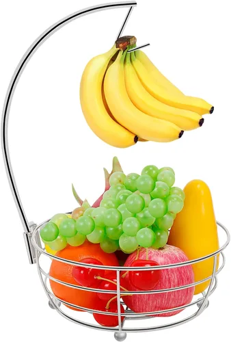 Miniatura 15 de Livabber - Frutero de encimera con colgador de plátanos, cuenco moderno de almacenamiento de frutas y verduras, con soporte de árbol de plátano
