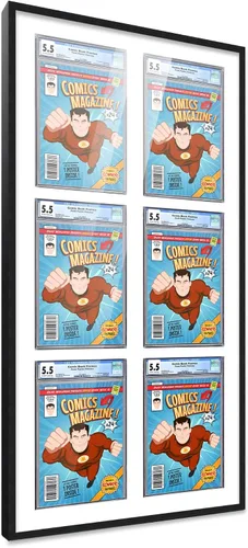 Miniatura 124 de Marco de cómic con paspartú para 8 CGC, CBCS o PGX Graded Comics - Marco de cómic blanco para cómics de 8.125 x 13 pulgadas Marco blanco