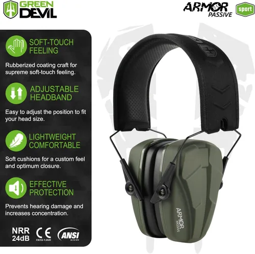Miniatura 2 de GREEN DEVIL Reducción de ruido Protección auditiva Orejeras de seguridad pasiva Auriculares delgados para disparar rango de pistola