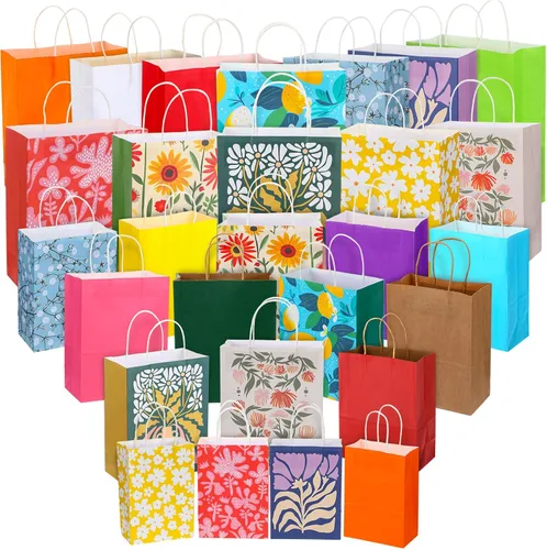 Miniatura 8 de Tenceur 28 bolsas de regalo de varios tamaños, bolsas de regalo de papel a granel, bolsa de favor de fiesta con asa para bodas, día de San Valentín
