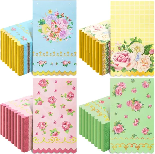 Miniatura 9 de 100 servilletas de papel verde – Servilletas de fiesta con puntos dorados, servilletas de cena verdes desechables para cumpleaños, baño, boda, Verde