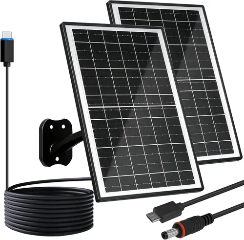 Miniatura 16 de FUTUREZEN Panel solar de 6 W para cámara de seguridad al aire libre, cargador solar USB/USB-C de 5 V compatible con cámaras de batería recargable