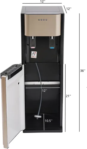 Miniatura 2 de Dispensador de enfriador de agua de carga inferior para botellas de 5 galones, dispensador de agua fría caliente de 110 V 620 W, enfriador de agua