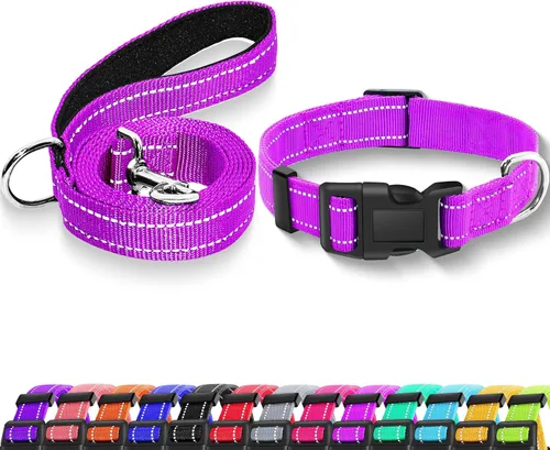 Miniatura 11 de collar reflectante para perros con hebilla de cierre de seguridad, collares de nailon ajustables, suaves y transpirables para perros pequeños