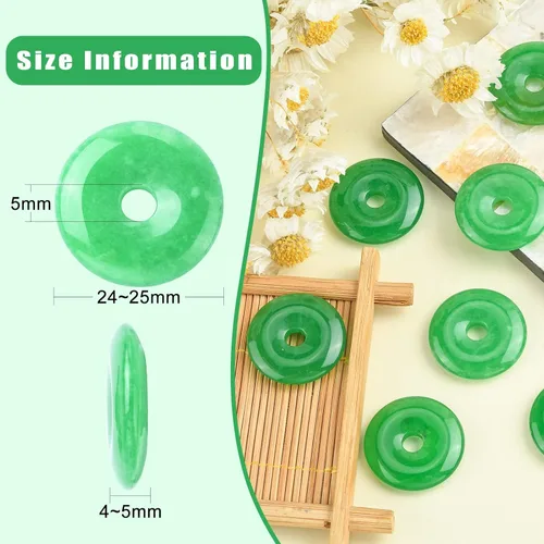 Miniatura 2 de KitBeads 10 dijes de dona de jade natural, dije curativo de chakras, círculo, moneda, cuarzo para hacer collares, joyas