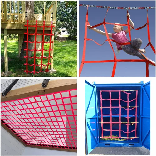 Miniatura 7 de Red de carga de escalada, red de carga para patio de juegos para campo de obstáculos Ninja Warrior, gimnasio de selva interior, escalera de cuerda