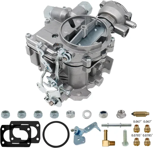 Miniatura 8 de Carburador marino de 2 barriles de carbohidratos para motores Mercruiser 3.0L 2.5L 4 CYL con chorros de estrangulador eléctrico, varillaje largo