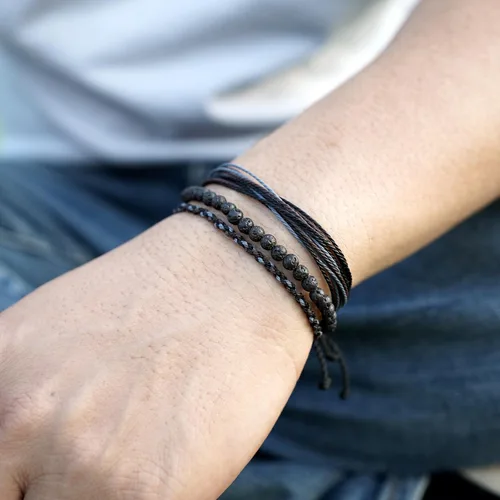 Miniatura 5 de Pulsera curativa hecha a mano con cuentas de piedra natural, regalo para hombres, pulsera de cuerda ajustable