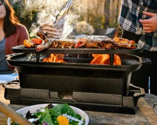 Miniatura 4 de Lodge Sportsman's Pro - Parrilla de hierro fundido, parrilla portátil de carbón con rejilla extraíble y doble ventilación de aire, cocina resistente