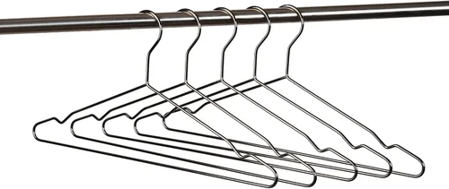 Miniatura 5 de Percha de metal negro plateado de 17 pulgadas, paquete de 20 unidades, 0.157 pulgadas (0.157 in) resistente para camisola y pantalones, colgador