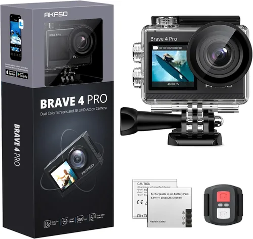 Miniatura 2 de AKASO Cámara de acción Brave 4 Pro con kit de accesorios 60 en 1
