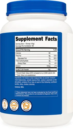 Miniatura 5 de Nutricost Aceite de C8 MCT en polvo 2LBS (0.95kg) - 95% Aceite de C8 MCT en polvo