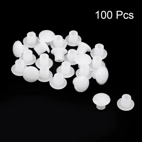 Miniatura 2 de uxcell Tapones de orificio para estante, 0.197 in de diámetro, cubierta de tubo blanco transparente para gabinete de uñas, soporte de botón
