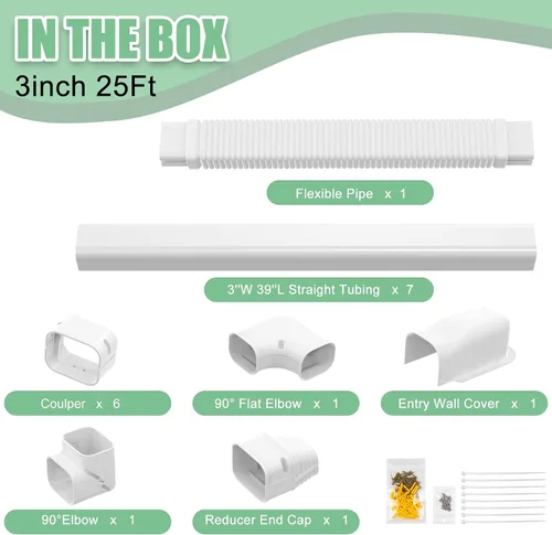 Miniatura 8 de Juego de mini línea dividida de 3 pulgadas de ancho y 25 pies de largo, kit de cubierta decorativa de PVC para aire acondicionado mini split sin