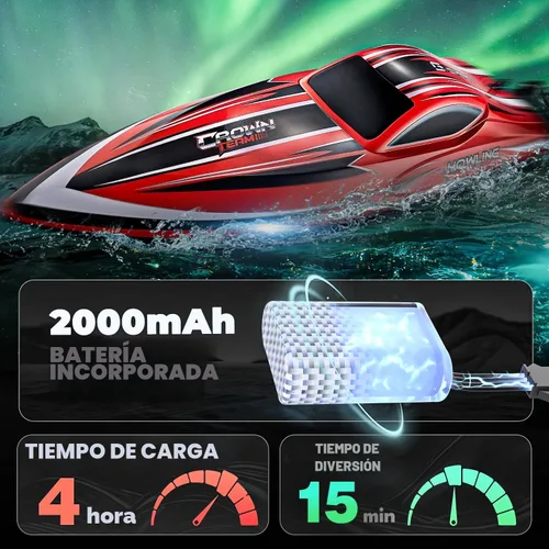Miniatura 3 de BEZGAR Barco a control remoto, 16 pulgadas, grande, sin escobillas, para adultos y niños, 55 KPH grandes y rápidos, barcos de velocidad RC