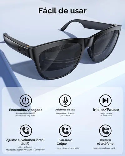 Miniatura 2 de XO Simple is Beauty Gafas inteligentes con Bluetooth, micrófono y altavoces incorporados, gafas de sol inalámbricas inteligentes con auriculares