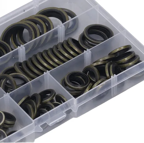 Miniatura 8 de 110 Pcs 8 Sizes Oil Seal Washer Assortment Kit, M6 M8 M10 M12 M14 M16 M18 M20 Rubber Bonded Seal Oil Gasket Metal Sealing Washer Automotive Engine