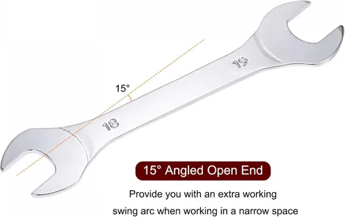 Miniatura 3 de uxcell Llave fina de extremo abierto, espejo métrico de 0.709 in x 0.748 in, acero de alto carbono, para mantenimiento doméstico y reparaciones