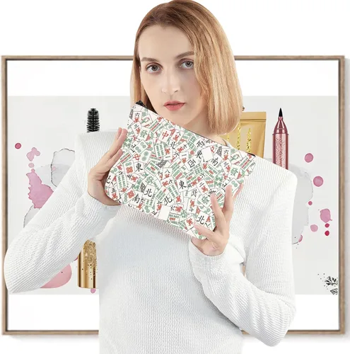 Miniatura 4 de WZMPA Mahjong Luck Cosmetic Bag Mahjong inspirado regalo Mahjong cremallera bolsa bolsa mahjong mercancía, Mahjong, Ajuste