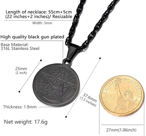 Miniatura 5 de PROSTEEL Collar de pentáculo de tetragrammaton, personalizable disponible, protección del pentagrama Eliphas Levi's, amuleto Wiccan, mágico