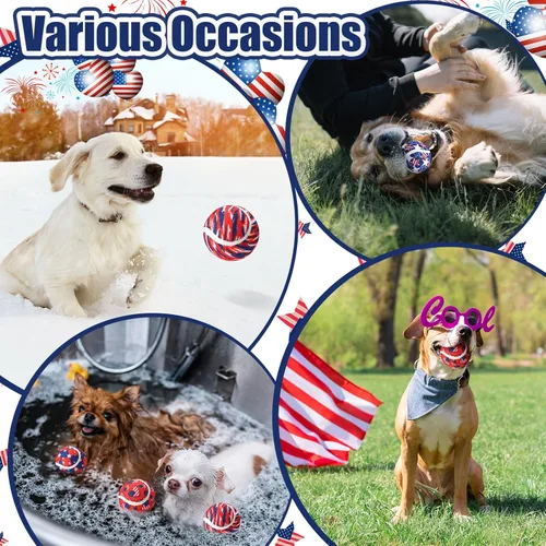 Miniatura 7 de 36 pelotas de tenis chirriantes para perros del Día de la Independencia de 2.5 pulgadas, juguetes interactivos para mascotas, pelota para perros