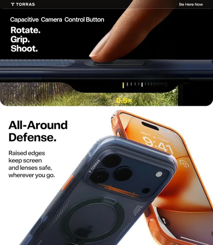 Miniatura 6 de TORRAS Ostand Q3 Air - Funda para iPhone 17 Pro Max con soporte magnético de 360°, compatible con MagSafe, prueba de caídas de grado militar, botón