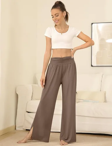 Miniatura 5 de DACESLON Pantalones de yoga para mujer, casuales, holgados, de pierna ancha, cómodos, de cintura alta, con bolsillos
