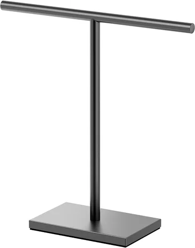 Gatco 1444MX, Soporte para toallas de pie de base rectangular moderna, negro mate / 10.50" de ancho x 11.13" de alto estilo en T para toallas de