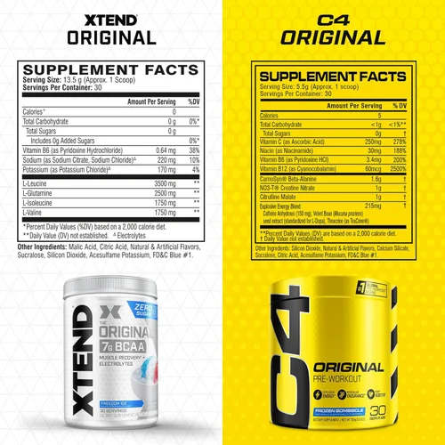 Miniatura 5 de Cellucor Original C4 - Polvo de preentrenamiento y BCAA, sabor Frozen Bombsicle, 30 porciones + XTEND BCAA en polvo, Freedom Ice, 30 porciones