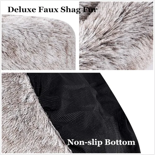 Miniatura 4 de Coohom Cama Ovalada Calmante Tipo Dona Acurrucadora para Perros, Cama de Gato de Piel Sintética Afelpada Lavable Almohada Redonda para Mascotas