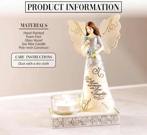 Miniatura 78 de Pavilion Gift Company 82433 Bless This Home - Figura de ángel ébano de 6 pulgadas, color crema
