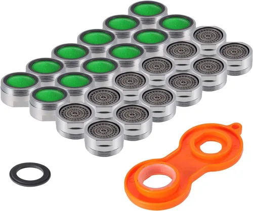 24 aireadores de grifo, reemplazo de restrictor de flujo de grifo de cocina de 15/16 pulgadas (0.945 in) con llave, aireadores de fregadero de rosca