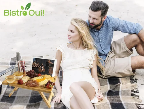 Miniatura 2 de Mesa de vino portátil, una mini bandeja plegable de picnic para la playa, camping, caravana, conciertos al aire libre, desayuno en la cama o antes