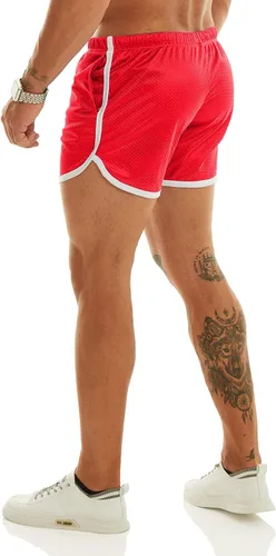 Miniatura 7 de Ouber Pantalones cortos ajustados para hombre, culturismo, entrenamiento, gimnasio, correr, pantalones cortos de levantamiento ajustados