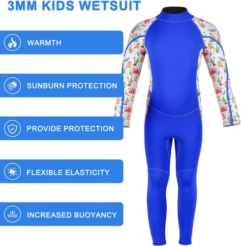 Miniatura 5 de DEHAI Traje de neopreno para niños y niñas de 0.118 pulgadas (0.118 in) en la parte trasera de neopreno, traje húmedo completo para niños