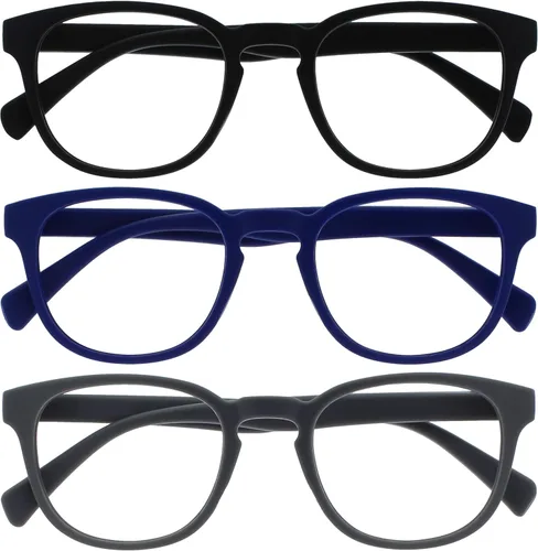 Miniatura 23 de OPULIZE Gafas de lectura POP y lentes de sol de lectura para mujeres y hombres, marco redondo mate resistente a los arañazos con bisagras de Paquete