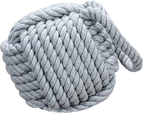 Miniatura 3 de Tope decorativo para puerta de algodón con nudo de cuerda náutica, color gris